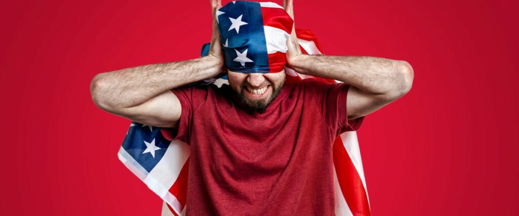 angry person with American flag