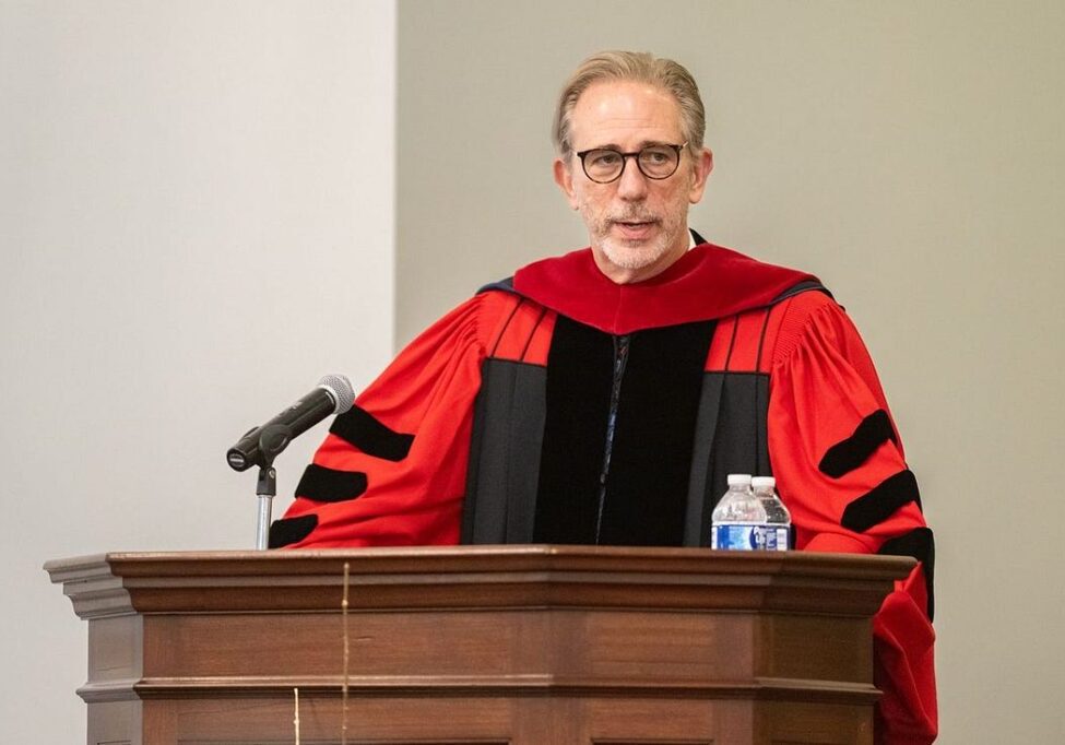 photo of David Gushee giving address at Franklin College